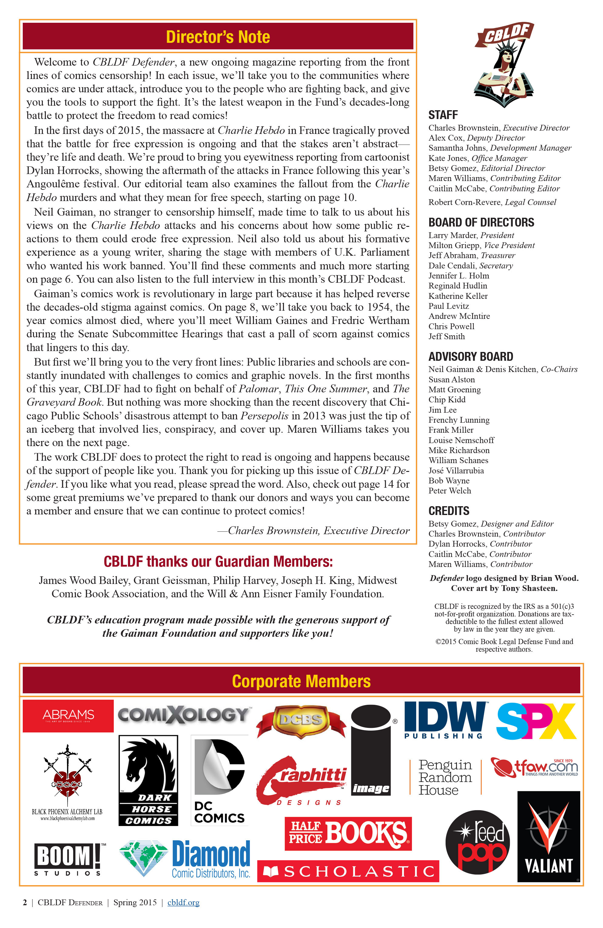 CBLDF Defender  Issue #1 - Page 2