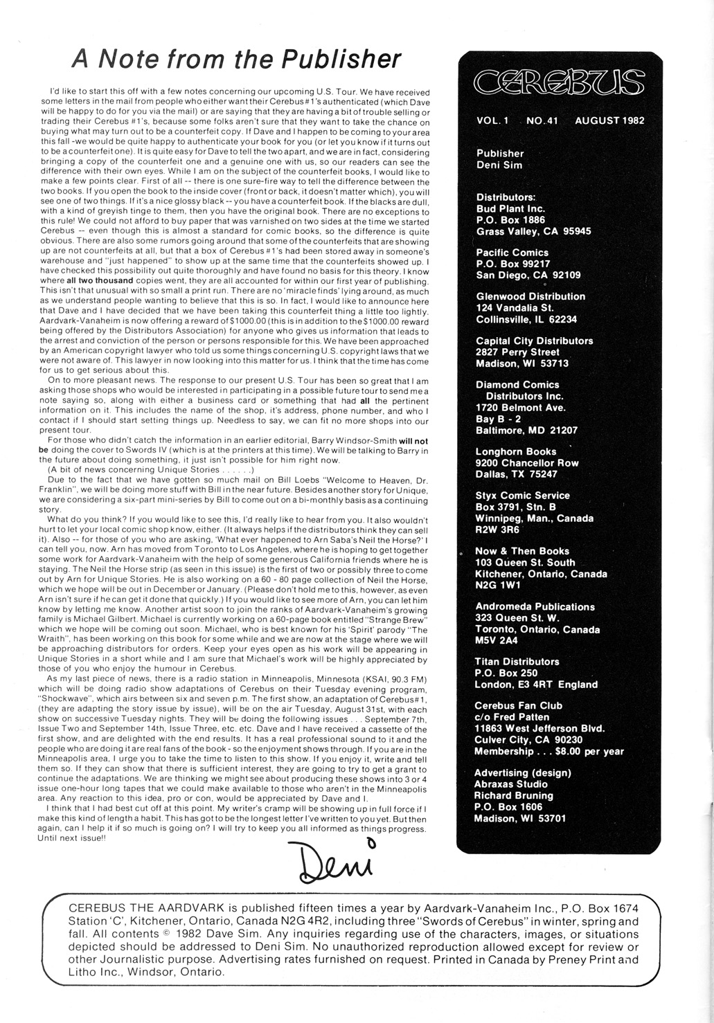 Cerebus Issue #41 - Page 1
