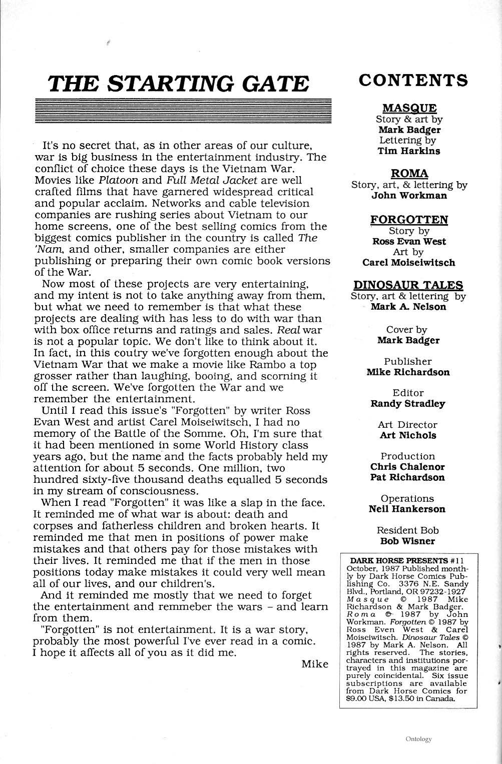 Dark Horse Presents (1986) Issue #11 - Page 2