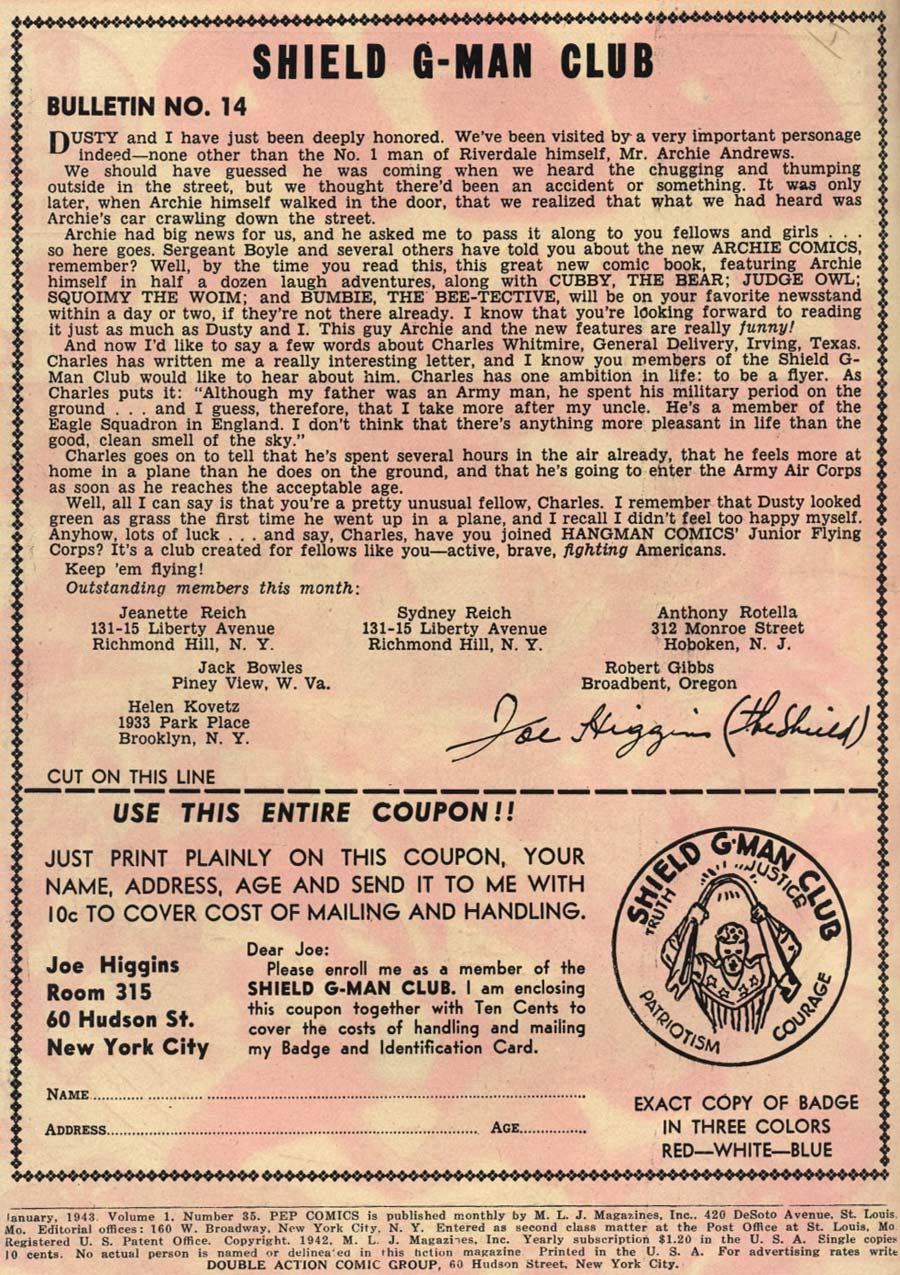 Pep Comics Issue #35 - Page 2