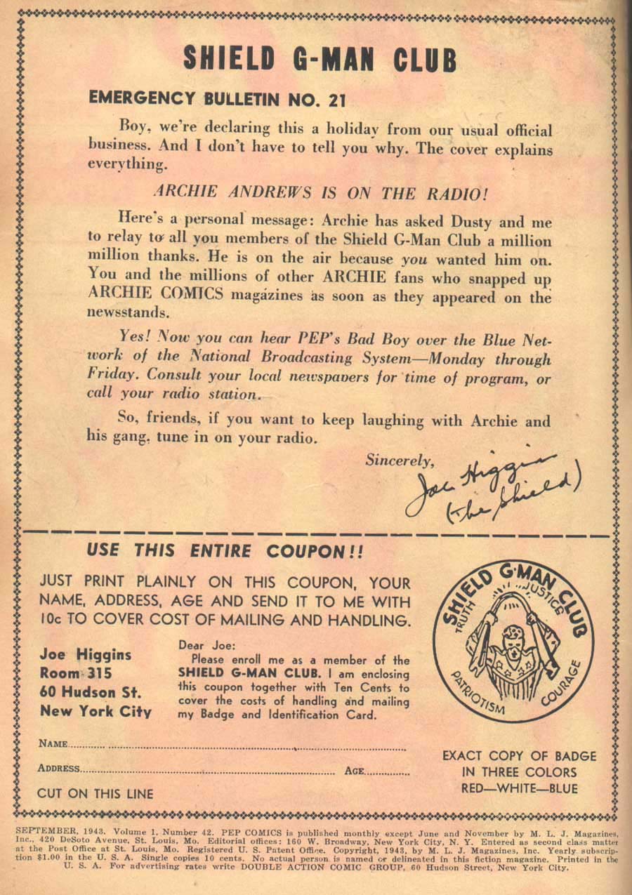 Pep Comics Issue #42 - Page 2