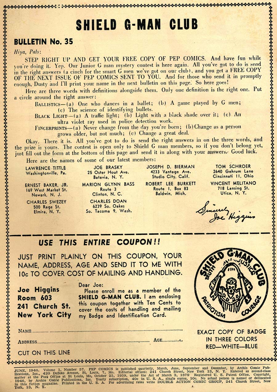 Pep Comics Issue #57 - Page 2