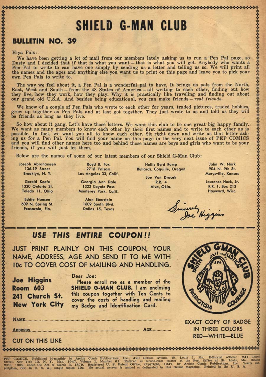 Pep Comics Issue #61 - Page 3
