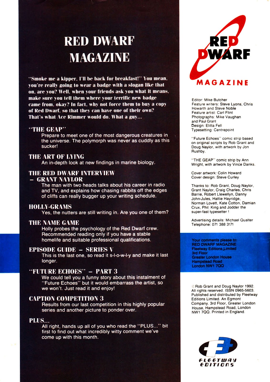 Red Dwarf Smegazine (1992) Issue #6 - Page 2