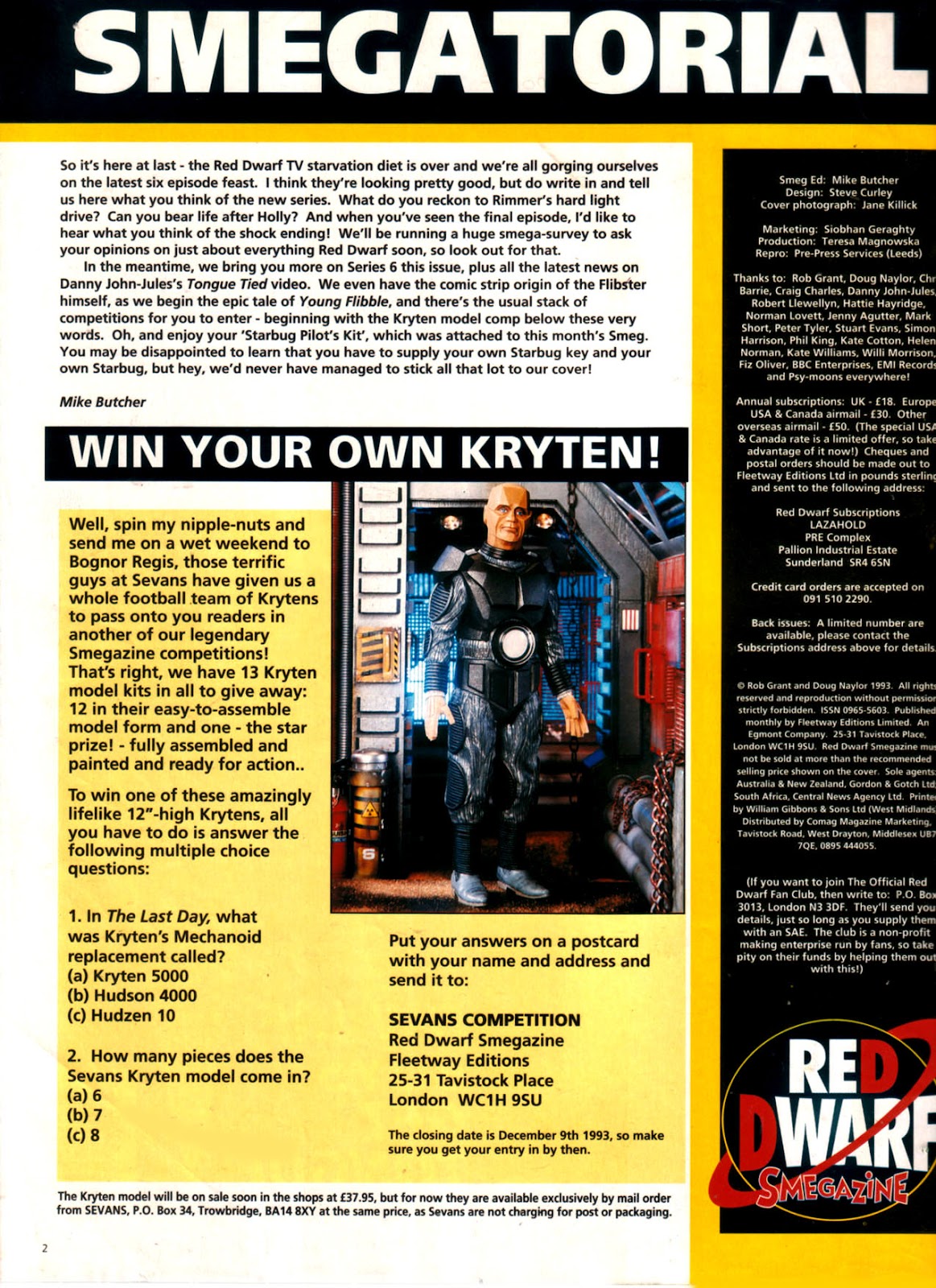 Red Dwarf Smegazine (1993) Issue #7 - Page 2