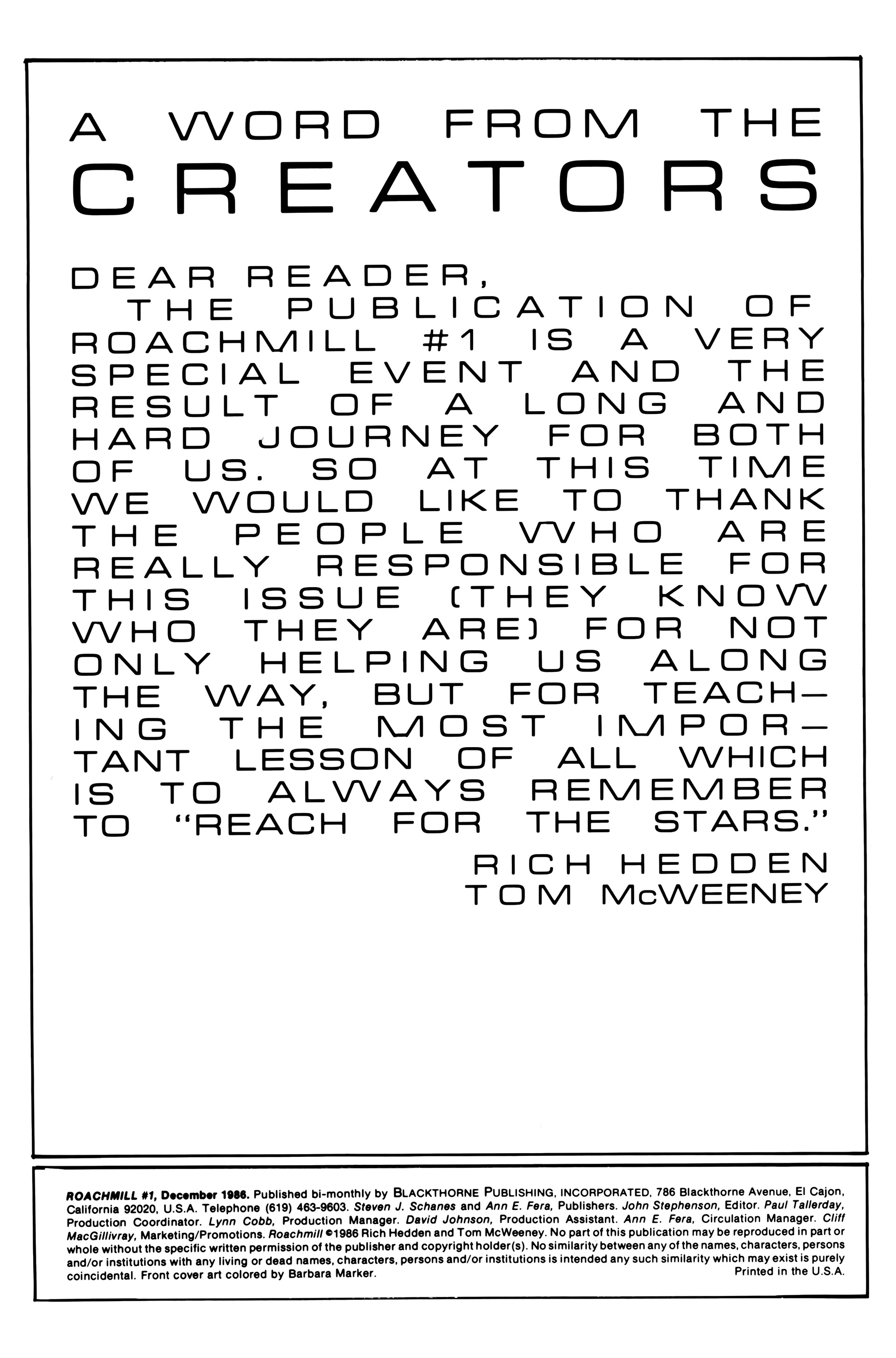 Roachmill (1986) Issue #1 - Page 2