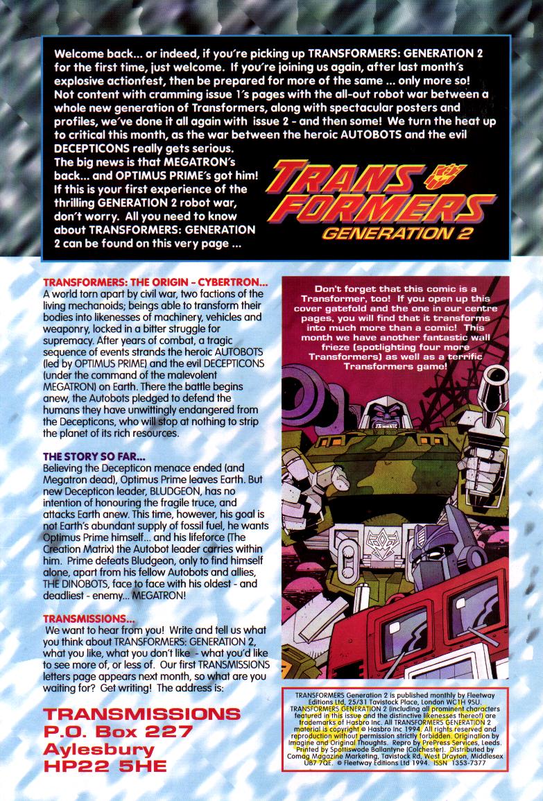 Transformers: Generation 2 (1994) Issue #2 - Page 2